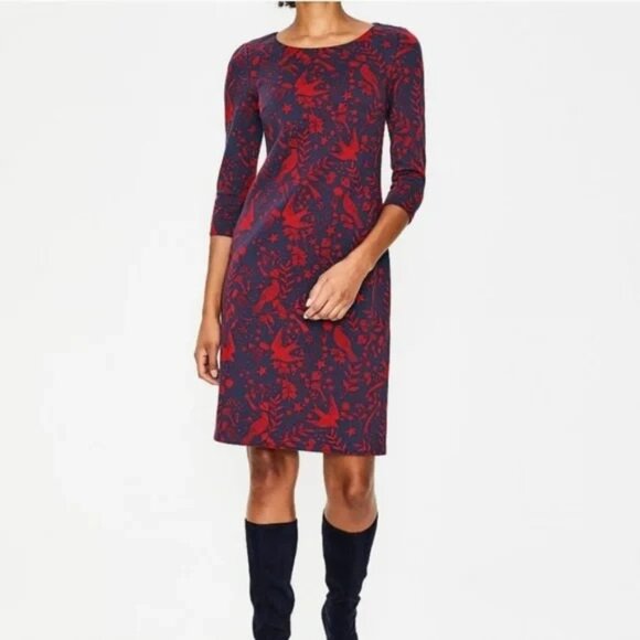 NEW Boden Winifred cotton bld knit Dress Mystical whimsy folk art print  US 6 R - Picture 5 of 16